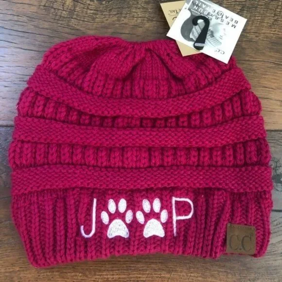 Jeep Paw‎ Print Pony Tail Messy Bun Beanie J**P Paw Print Hat | Distressed Baseball Cap OR Ponytail Hat  main image 4
